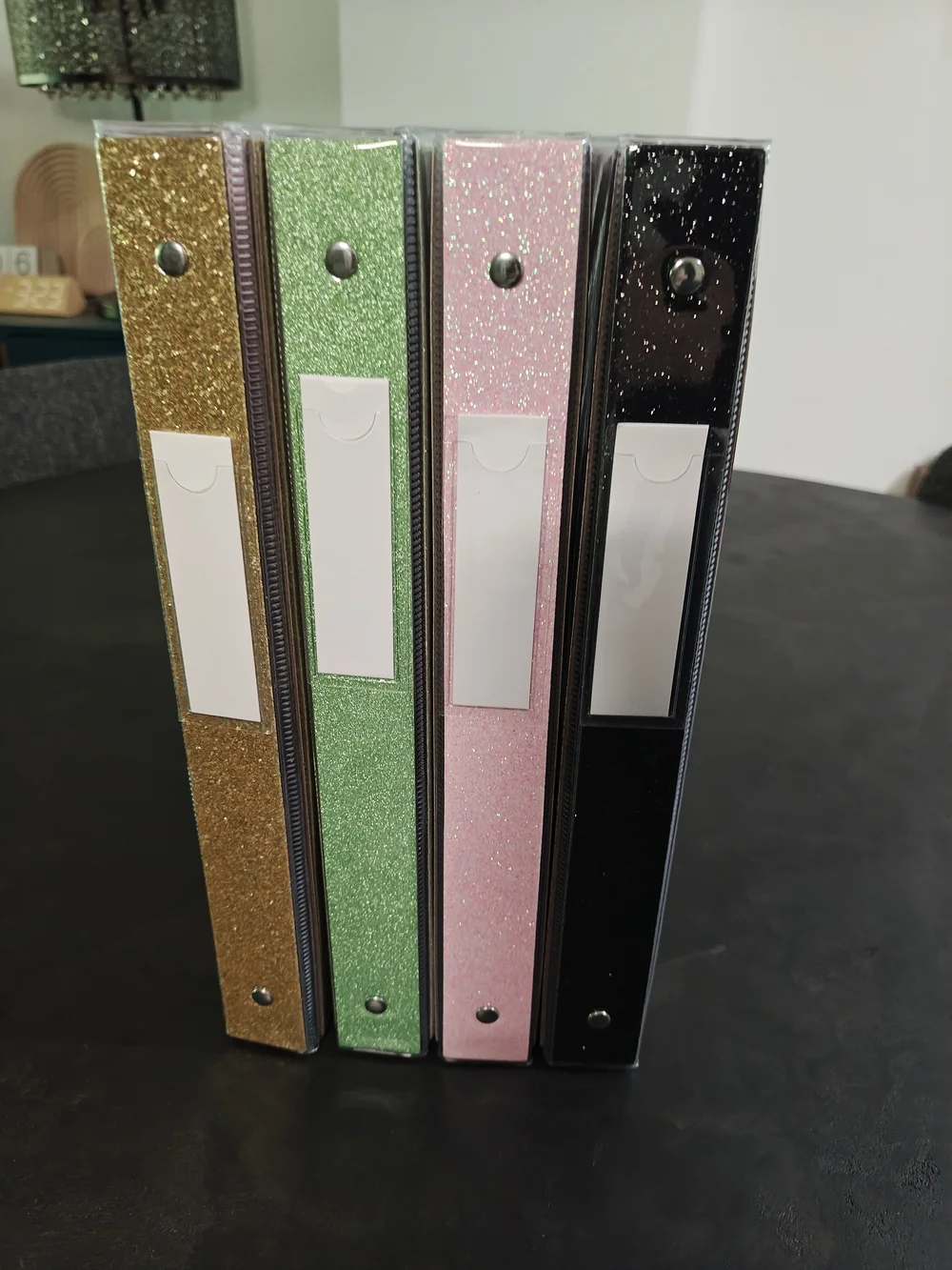 Glitter 3-Ring Binder Set - Black, Pink, Green, Gold - Brand New!!